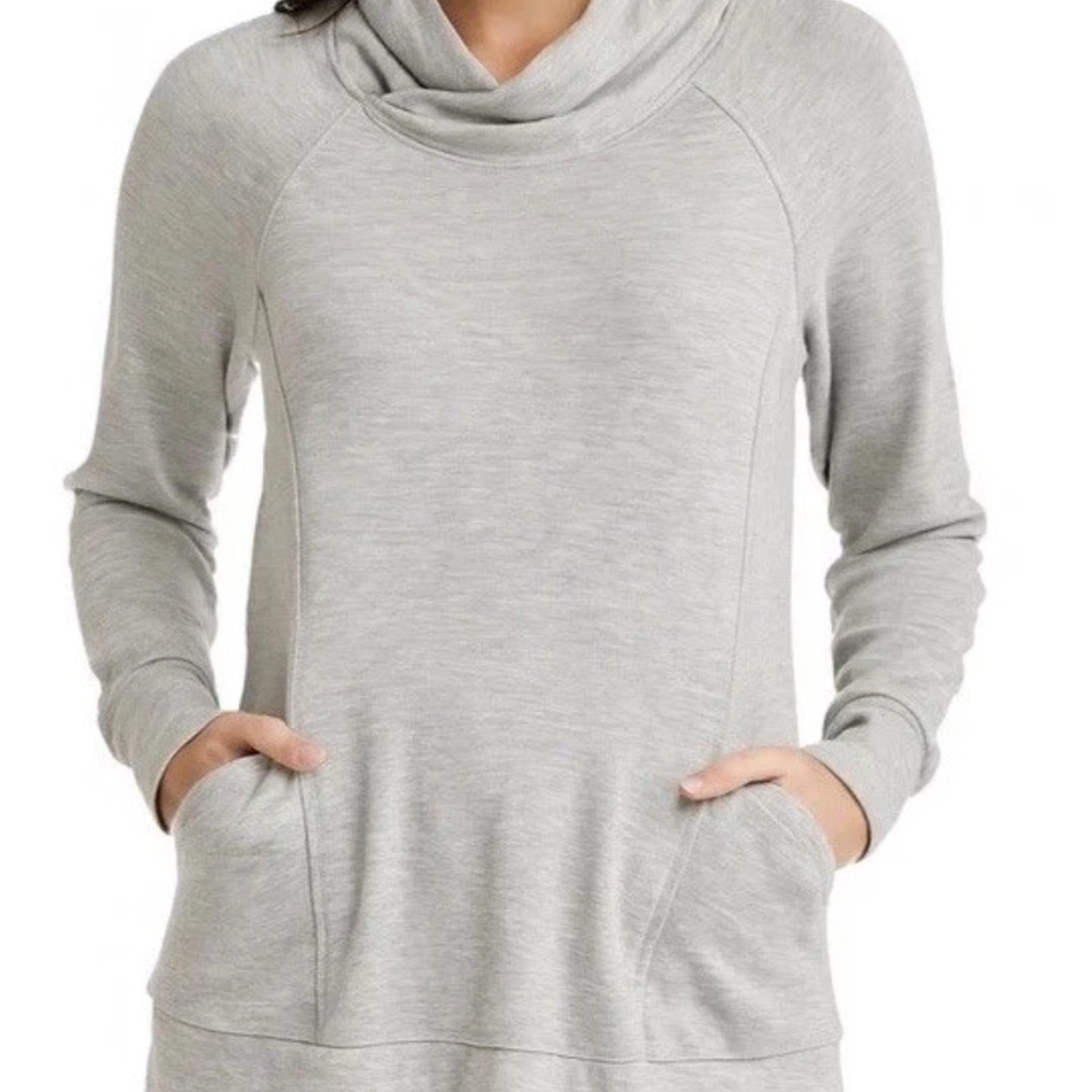 Yogalicious Heather Gray Modal Blend Pullover Sweater Women’s Large LG Pockets